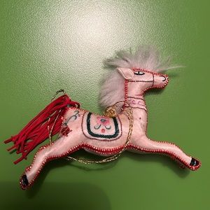 4” vintage China silk handmade horse figure 70s 80s import ornament Christmas
